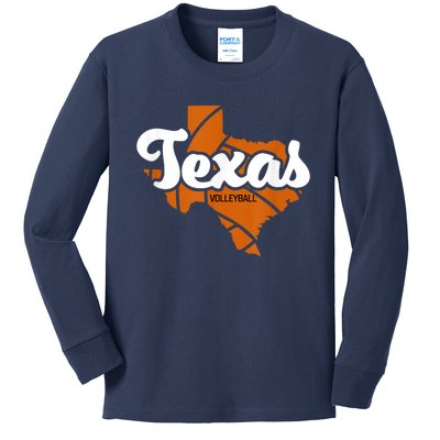 Texas Volleyball Retro Kids Long Sleeve Shirt