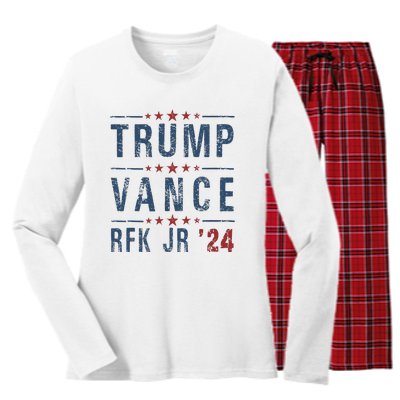 Trump Vance Rfk Jr 2024 IM Voting For Trump Kennedy Vance Women's Long Sleeve Flannel Pajama Set 