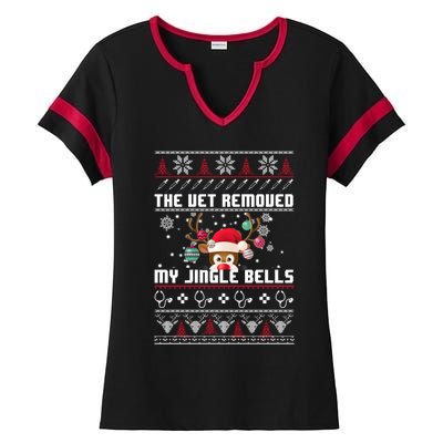 The Vet Removed My Jingle Bells Funny Reindeer Gift Ladies Halftime Notch Neck Tee