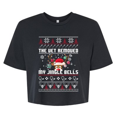 The Vet Removed My Jingle Bells Funny Reindeer Gift Bella+Canvas Jersey Crop Tee