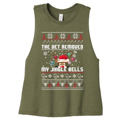 The Vet Removed My Jingle Bells Funny Reindeer Gift Women's Racerback Cropped Tank