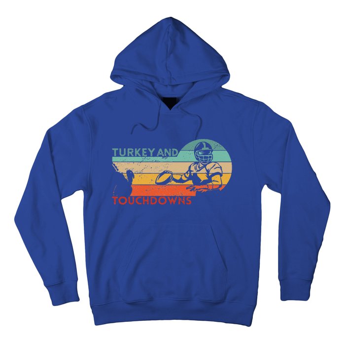 Thanksgiving Vintage Retro Turkey And Touchdowns Football Hoodie