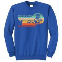 Thanksgiving Vintage Retro Turkey And Touchdowns Football Sweatshirt