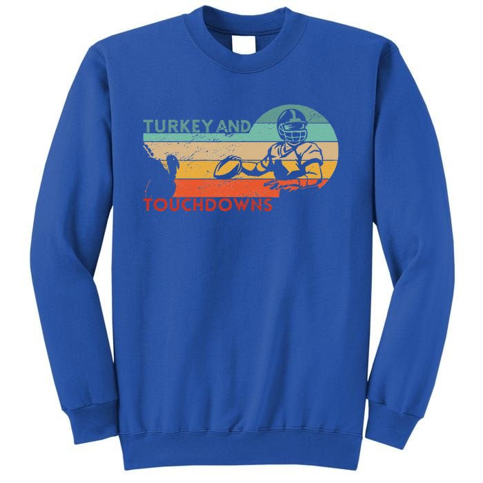 Thanksgiving Vintage Retro Turkey And Touchdowns Football Sweatshirt