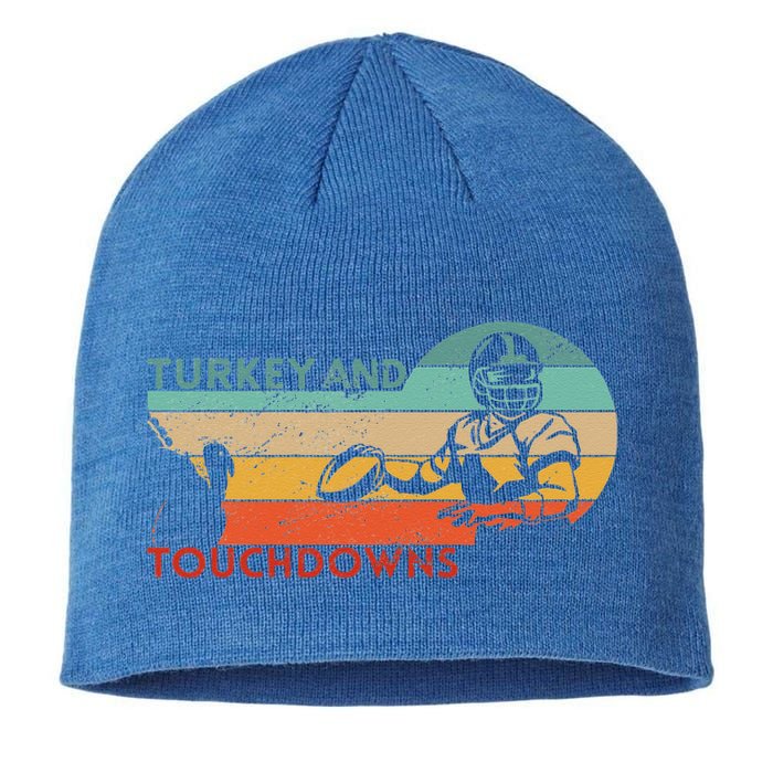 Thanksgiving Vintage Retro Turkey And Touchdowns Football Sustainable Beanie