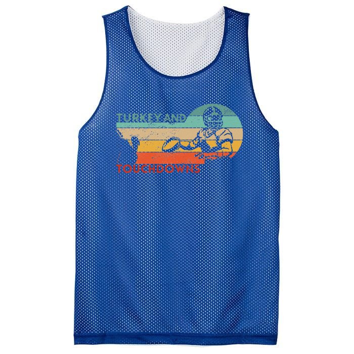 Thanksgiving Vintage Retro Turkey And Touchdowns Football Mesh Reversible Basketball Jersey Tank