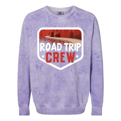 Traveler Vacation Road Trip Crew Watercolor Gift Colorblast Crewneck Sweatshirt