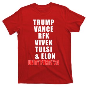 Trump Vance Rfk Vivek Tulsi & Elon Unity Party T-Shirt