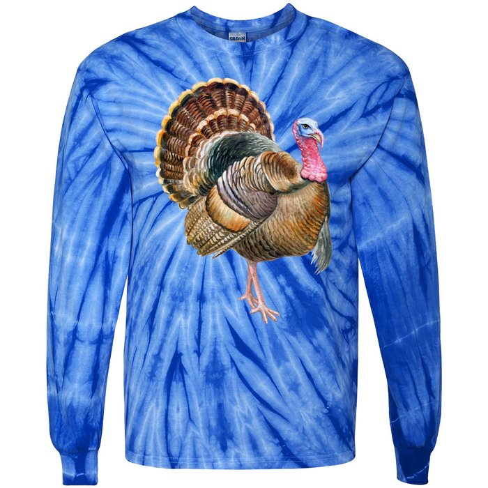 Turkey Vintage Retro Gobble Gobble Thanksgiving Classic Funny Gift Tie-Dye Long Sleeve Shirt