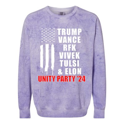 Trump Vance Rfk Vivek Tulsi & Elon Unity Party 24 Colorblast Crewneck Sweatshirt