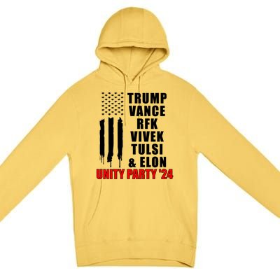 Trump Vance Rfk Vivek Tulsi & Elon Unity Party 24 Premium Pullover Hoodie