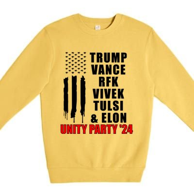 Trump Vance Rfk Vivek Tulsi & Elon Unity Party 24 Premium Crewneck Sweatshirt