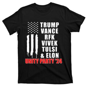 Trump Vance Rfk Vivek Tulsi & Elon Unity Party 24 T-Shirt