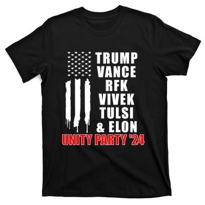 Trump Vance Rfk Vivek Tulsi & Elon Unity Party 24 T-Shirt