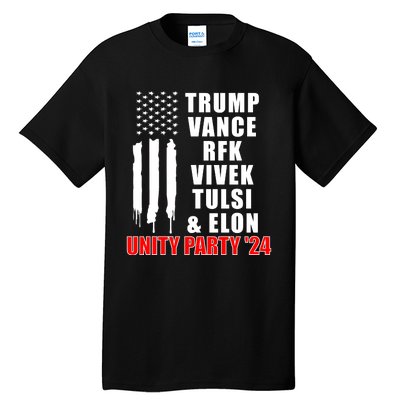 Trump Vance Rfk Vivek Tulsi & Elon Unity Party 24 Tall T-Shirt