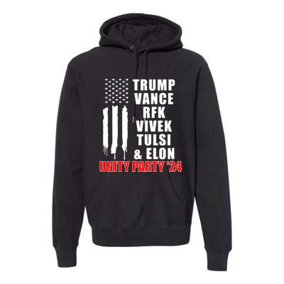 Trump Vance Rfk Vivek Tulsi & Elon Unity Party 24 Premium Hoodie