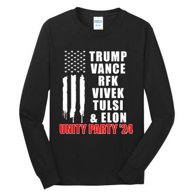 Trump Vance Rfk Vivek Tulsi & Elon Unity Party 24 Tall Long Sleeve T-Shirt