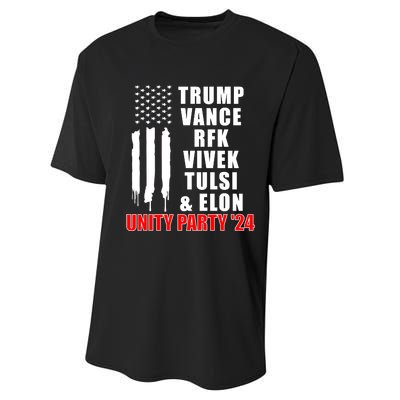 Trump Vance Rfk Vivek Tulsi & Elon Unity Party 24 Performance Sprint T-Shirt