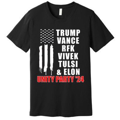 Trump Vance Rfk Vivek Tulsi & Elon Unity Party 24 Premium T-Shirt