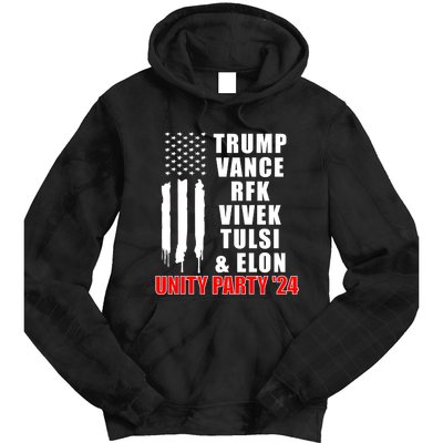 Trump Vance Rfk Vivek Tulsi & Elon Unity Party 24 Tie Dye Hoodie