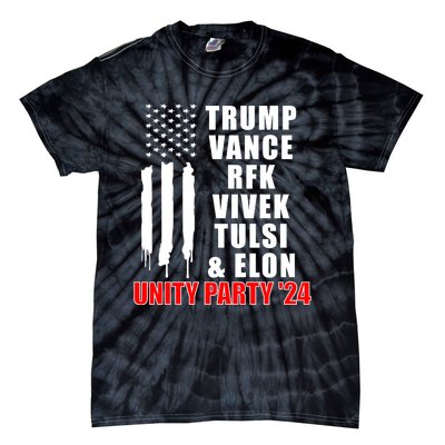 Trump Vance Rfk Vivek Tulsi & Elon Unity Party 24 Tie-Dye T-Shirt