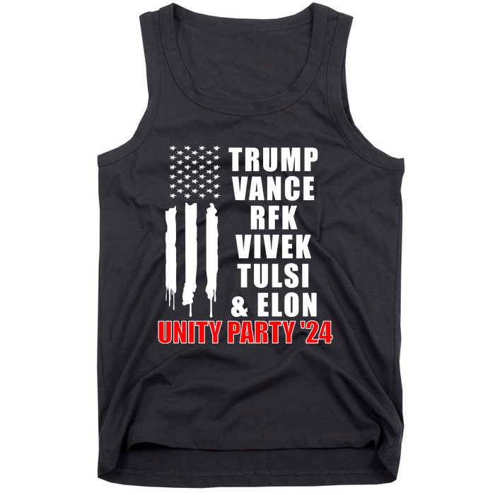 Trump Vance Rfk Vivek Tulsi & Elon Unity Party 24 Tank Top