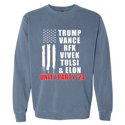 Trump Vance Rfk Vivek Tulsi & Elon Unity Party 24 Garment-Dyed Sweatshirt