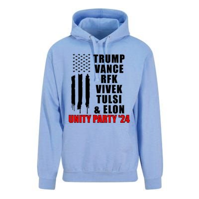 Trump Vance Rfk Vivek Tulsi & Elon Unity Party 24 Unisex Surf Hoodie