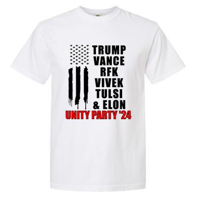 Trump Vance Rfk Vivek Tulsi & Elon Unity Party 24 Garment-Dyed Heavyweight T-Shirt