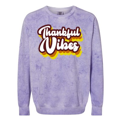 Thankful Vibes Retro Vintage Colorblast Crewneck Sweatshirt