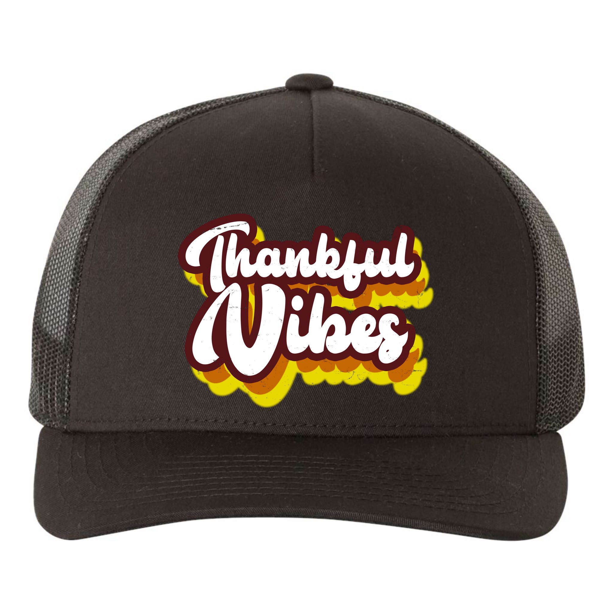 Thankful Vibes Retro Vintage Yupoong Adult 5-Panel Trucker Hat