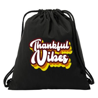 Thankful Vibes Retro Vintage Drawstring Bag