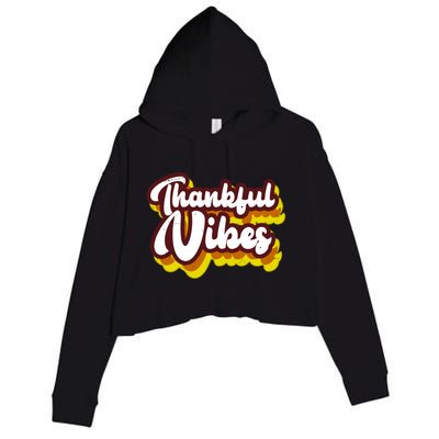 Thankful Vibes Retro Vintage Crop Fleece Hoodie