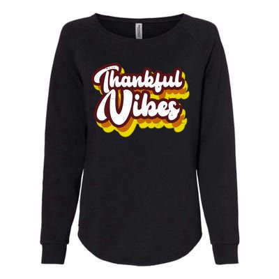 Thankful Vibes Retro Vintage Womens California Wash Sweatshirt