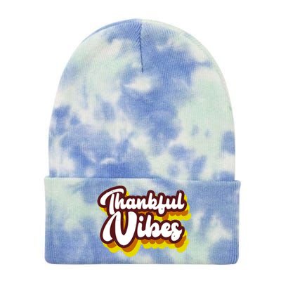 Thankful Vibes Retro Vintage Tie Dye 12in Knit Beanie