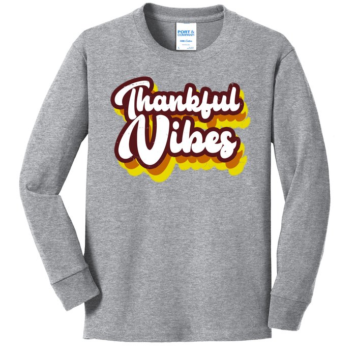 Thankful Vibes Retro Vintage Kids Long Sleeve Shirt