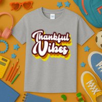 Thankful Vibes Retro Vintage Kids T-Shirt
