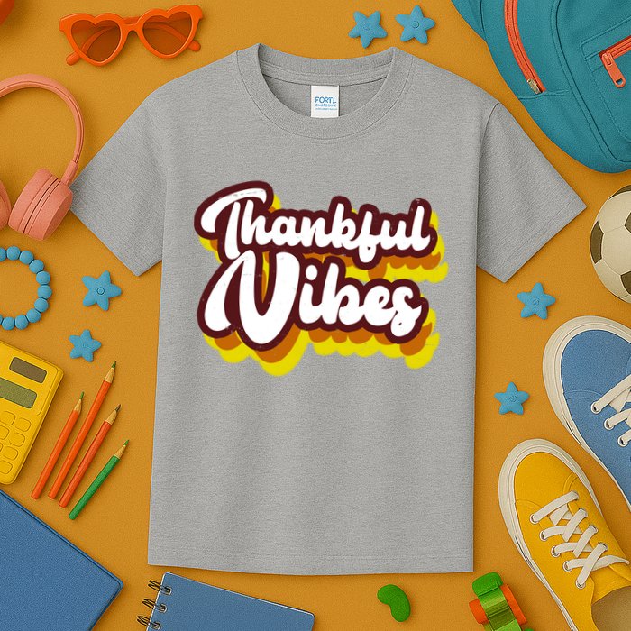 Thankful Vibes Retro Vintage Kids T-Shirt