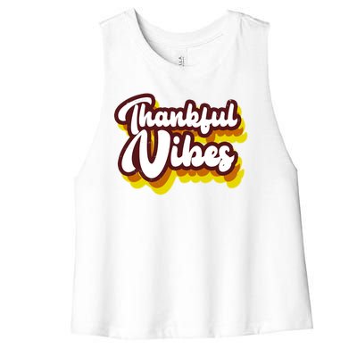 Thankful Vibes Retro Vintage Women's Racerback Cropped Tank