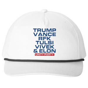 Trump Vance Rfk Tulsi Vivek And Elon Unity Party Snapback Five-Panel Rope Hat