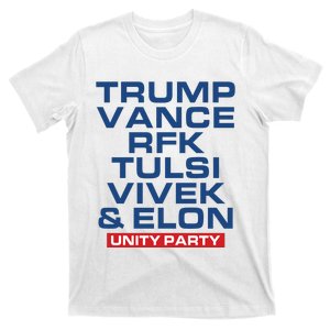 Trump Vance Rfk Tulsi Vivek And Elon Unity Party T-Shirt