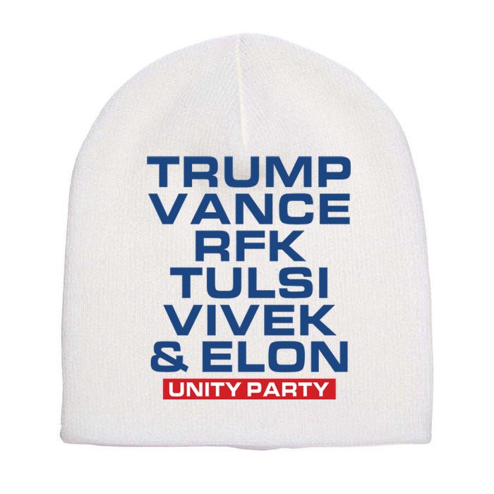 Trump Vance Rfk Tulsi Vivek And Elon Unity Party Short Acrylic Beanie