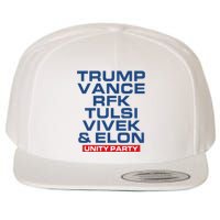 Trump Vance Rfk Tulsi Vivek And Elon Unity Party Wool Snapback Cap