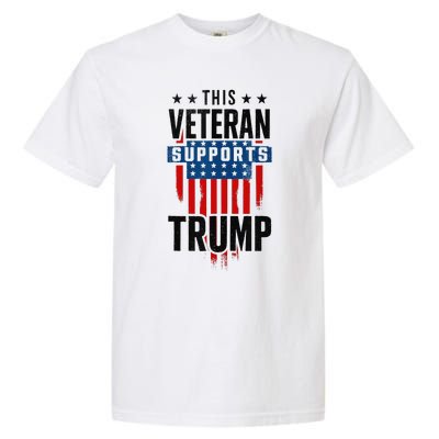 This Veteran Supports Trump 2024 American Flag 4th Of July Garment-Dyed Heavyweight T-Shirt