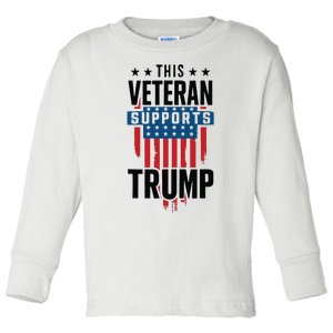 This Veteran Supports Trump 2024 American Flag 4th Of July Tank Top Toddler Long Sleeve Shirt