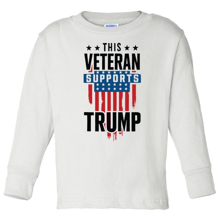 This Veteran Supports Trump 2024 American Flag 4th Of July Tank Top Toddler Long Sleeve Shirt