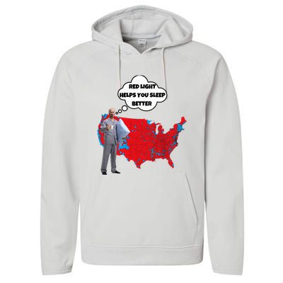 Trump Vs. Sleepy Joe Red Light Usa Map Performance Fleece Hoodie