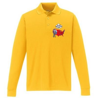 Trump Vs. Sleepy Joe Red Light Usa Map Performance Long Sleeve Polo