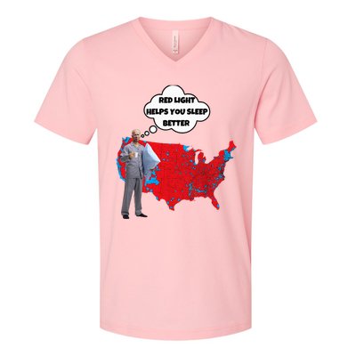 Trump Vs. Sleepy Joe Red Light Usa Map V-Neck T-Shirt