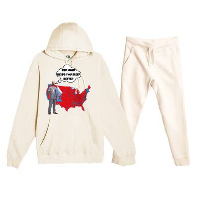 Trump Vs. Sleepy Joe Red Light Usa Map Premium Hooded Sweatsuit Set